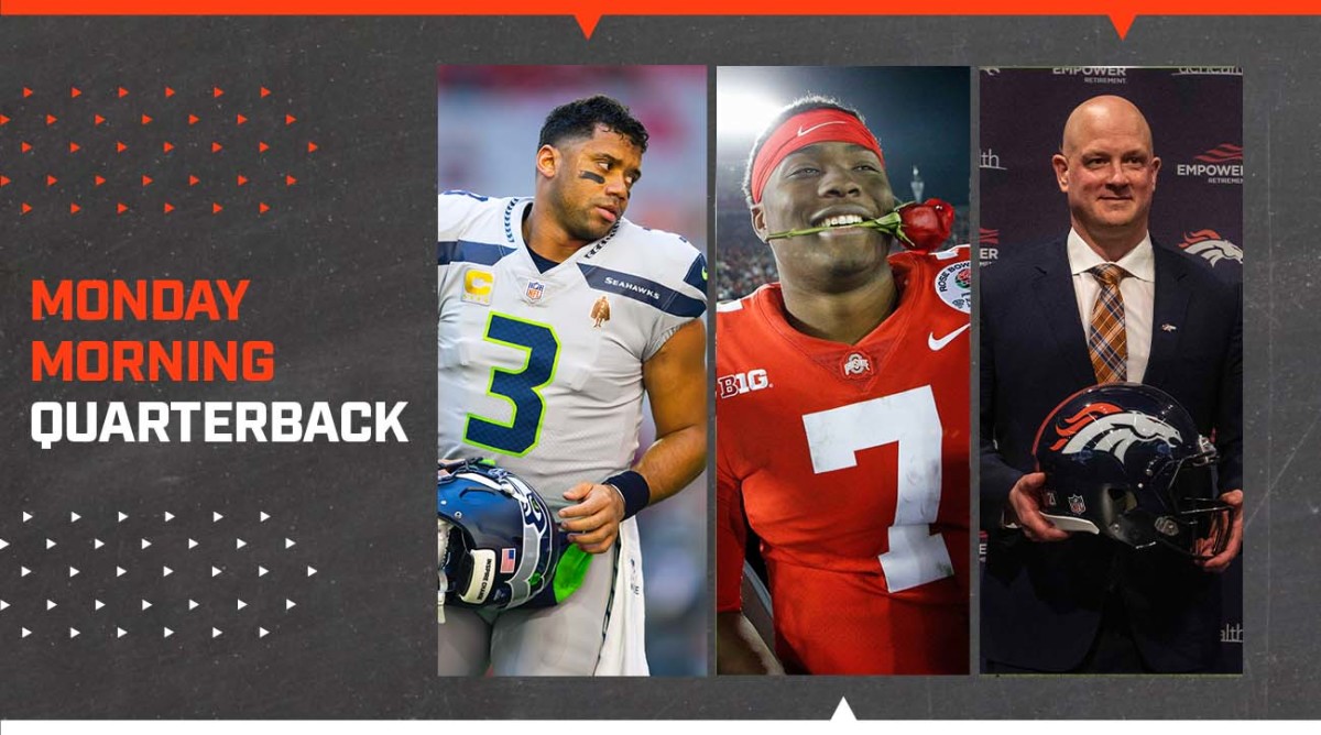 Russell Wilson, Dwayne Haskins and Nathaniel Hackett